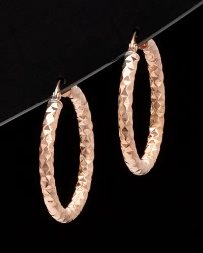 Italian Rose Gold 14k  Hoops In Pink