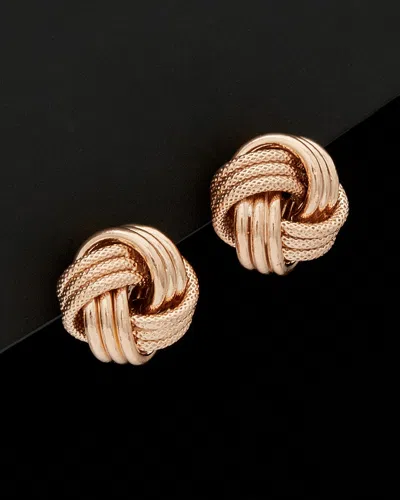 Italian Rose Gold 14k  Love Knot Studs In Nocolor