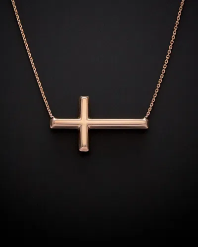 Italian Rose Gold 14k  Sideways Cross Necklace