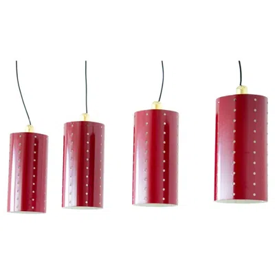 Pre-owned Italian School Xx Ct. 1960's Set Of Four Ceiling Lamps With Painted Metal Shade And Brass Cup In Pink