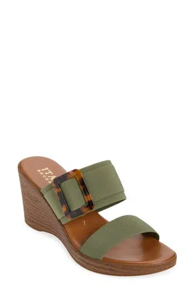 Italian Shoemakers Amara Wedge Sandal In Green