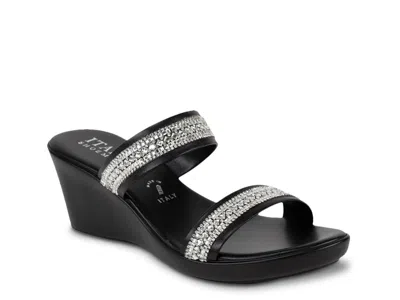 Italian Shoemakers Aracely Wedge Sandal In Black