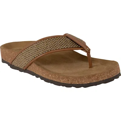 Italian Shoemakers Delani Embellished Flip Flop In Luggage
