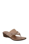 Italian Shoemakers Deleiza Wedge Flip Flop In Taupe Gold