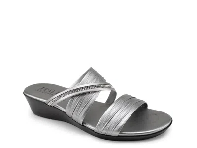 Italian Shoemakers Hollis Wedge Sandal In Silver