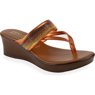 Italian Shoemakers Jaylin Pavé Crystal Wedge Sandal In Red