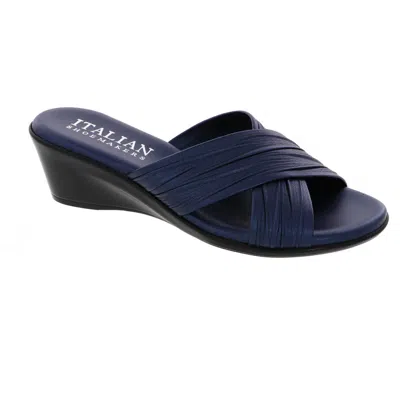 Italian Shoemakers Kenny Wedge Slide Sandal In Blue
