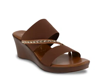 Italian Shoemakers Marcia Wedge Sandal In Brown
