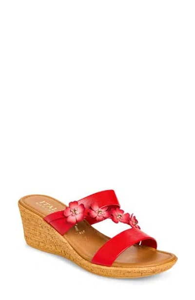 Italian Shoemakers Niva Wedge Sandal In Red