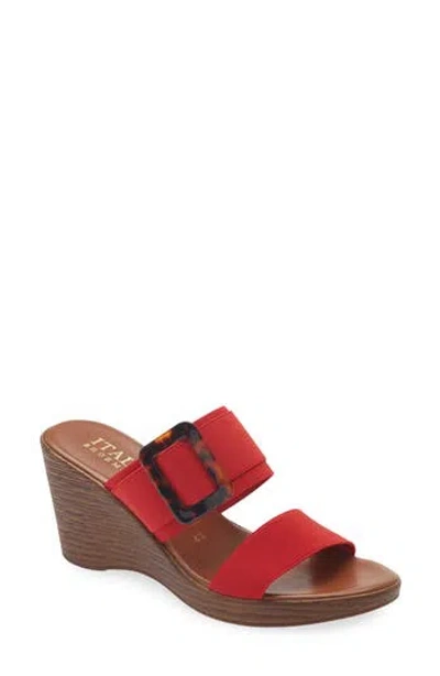 Italian Shoemakers Open Toe Wedge Sandal In Multi