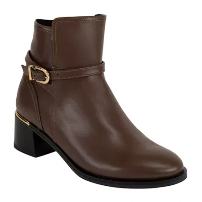 Italian Shoemakers Womens Vienna Block Heel Booties In Brown
