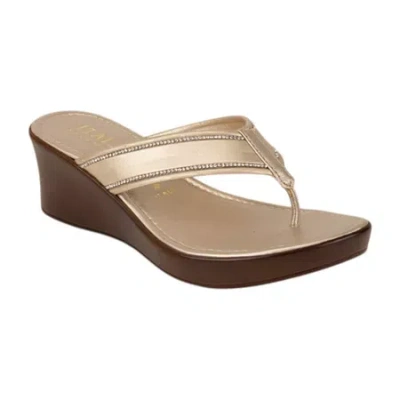 Italian Shoemakers Womens Wedge Sandals In Brown