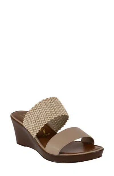 Italian Shoemakers Yamari Wedge Sandal In Taupe