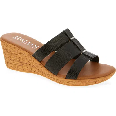 Italian Shoemakers Yuna Wedge Sandal In Brown