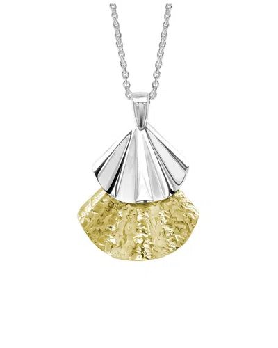Italian Silver 14k Over  Fan Shape Necklace In Multi