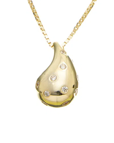 Italian Silver Raindrop Cz Necklace Agyc19253-18 In Gold