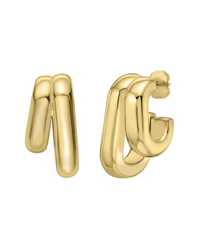 Italian Silver 14k Plated Silver Hoop Earrings In Gold