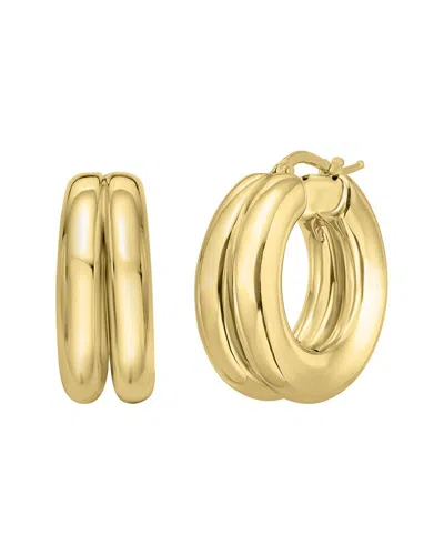 Italian Silver 14k Plated Silver Hoop Earrings In Gold