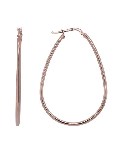 Italian Silver 14k Rose Gold Over  Hoops In Pink