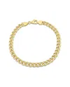 Italian Silver 18k Over  Curb Link Chain Bracelet