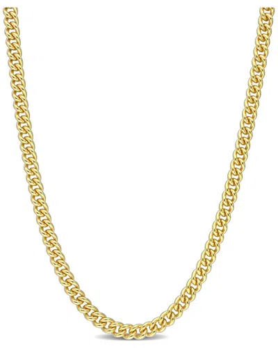Italian Silver 18k Over  Curb Link Chain Necklace In Gold