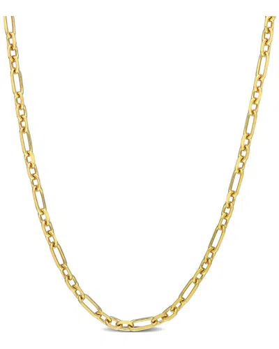 Italian Silver 18k Over  Diamond-cut Figaro Chain Necklace In Gold