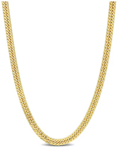 Italian Silver 18k Over  Fancy Curb Link Chain Necklace In Gold