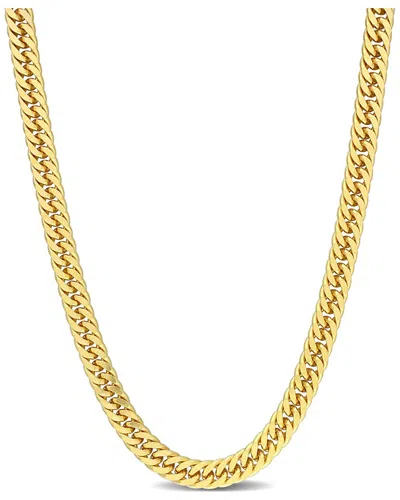 Italian Silver 18k Over  Fancy Curb Link Chain Necklace In Gold