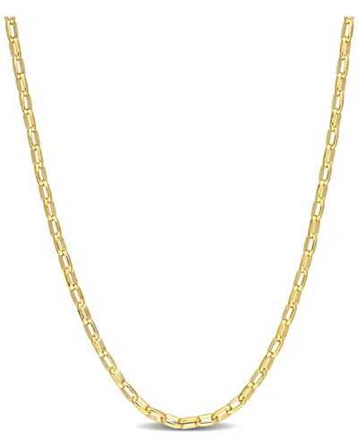 Italian Silver 18k Over  Fancy Rectangular Rolo Chain Necklace In Gold