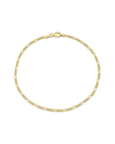 Italian Silver 18k Over  Figaro Chain Bracelet In Gold