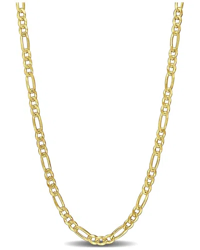 Italian Silver 18k Over  Figaro Chain Necklace In Gold