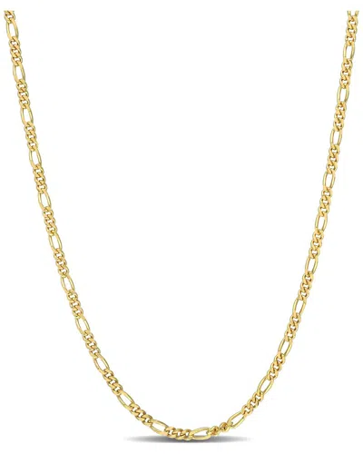 Italian Silver 18k Over  Figaro Chain Necklace In Pattern