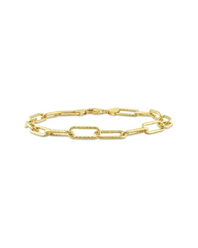 Italian Silver 18k Over  Paperclip Chain Bracelet In Gold