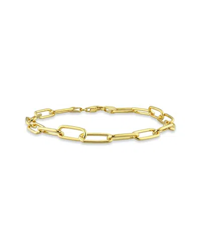 Italian Silver Paperclip Chain Bracelet In Gold