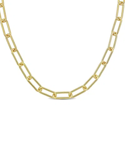 Italian Silver 18k Over  Paperclip Chain Necklace