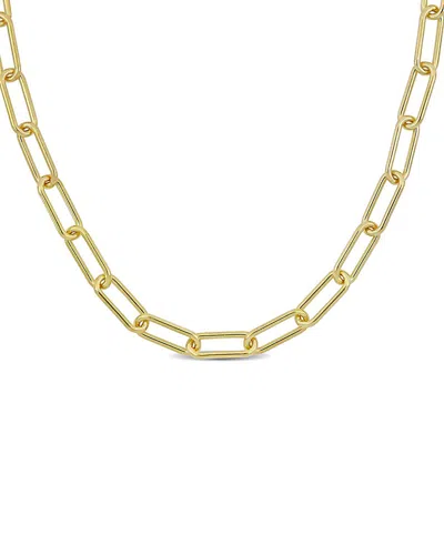 Italian Silver 18k Over  Paperclip Chain Necklace
