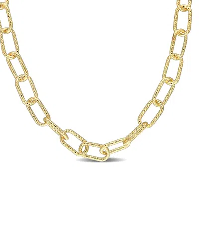 Italian Silver 18k Over  Paperclip Chain Necklace