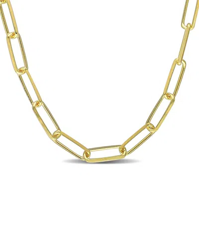 Italian Silver 18k Over  Paperclip Chain Necklace
