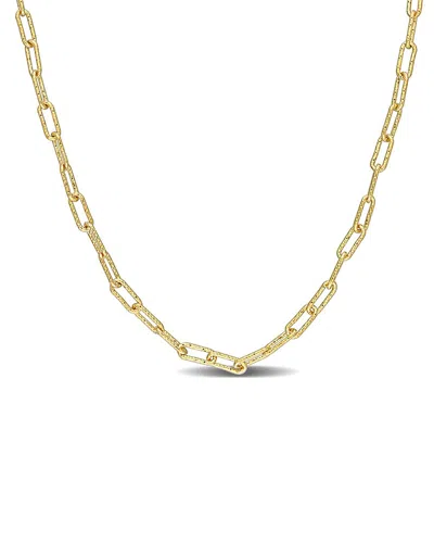 Italian Silver 18k Over  Paperclip Chain Necklace