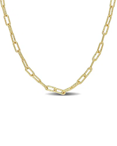Italian Silver 18k Over  Paperclip Chain Necklace