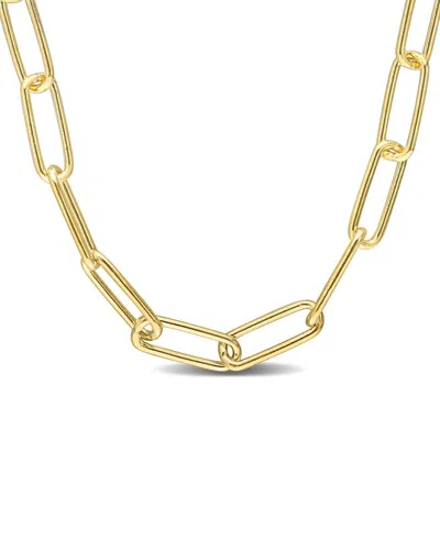 Italian Silver 18k Over  Paperclip Chain Necklace
