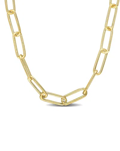 Italian Silver 18k Over  Paperclip Chain Necklace