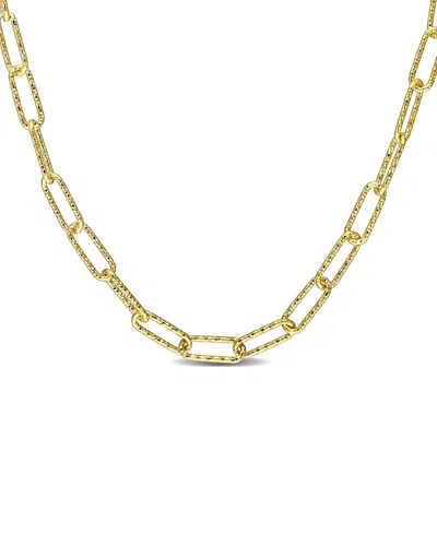 Italian Silver 18k Over  Paperclip Chain Necklace