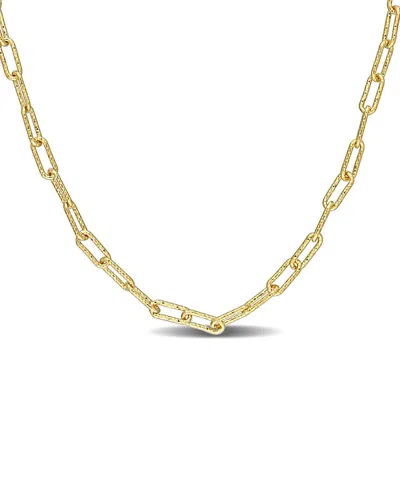 Italian Silver 18k Over  Paperclip Chain Necklace
