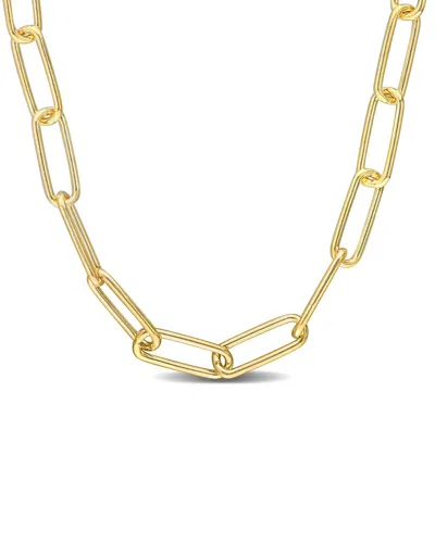 Italian Silver 18k Over  Paperclip Chain Necklace