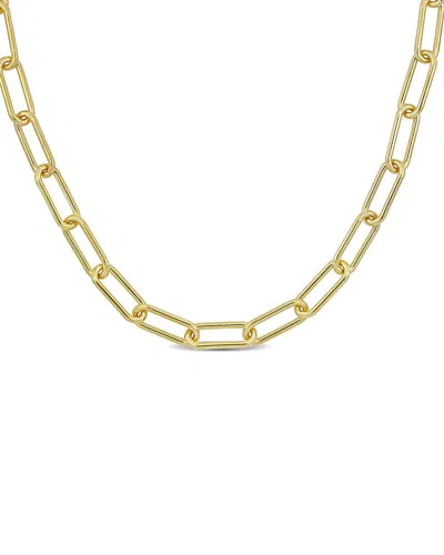 Italian Silver 18k Over  Paperclip Chain Necklace