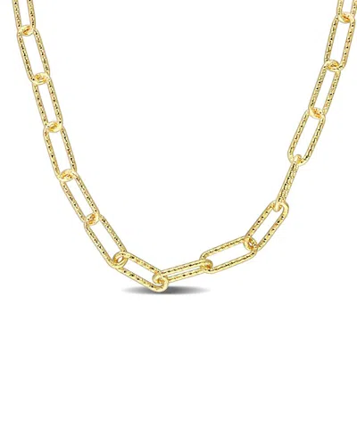 Italian Silver 18k Over  Paperclip Chain Necklace