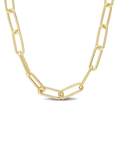 Italian Silver 18k Over  Paperclip Chain Necklace