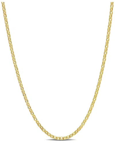 Italian Silver 18k Over  Rolo Chain Necklace In Gold