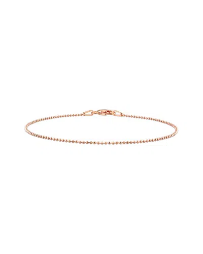 Italian Silver 18k Rose Gold Over  Ball Chain Bracelet In Brown